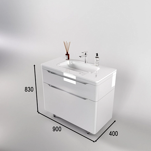 Тумба под раковину Style Line Марелла 90 Люкс антискрейтч белый глянец, PLUS напольная СС-00002417 Тумба под раковину Style Line Марелла 90 Люкс антискрейтч белый глянец, PLUS напольная СС-00002417