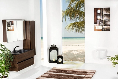 Зеркальный шкаф Armadi Art VALLESSI 100х64см, дуб темный (матовый, фактурный) 546-D