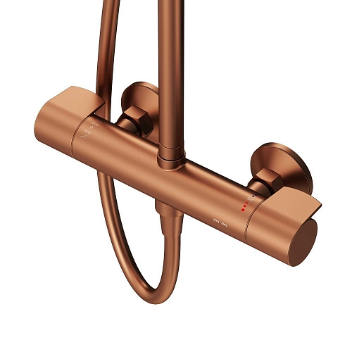 Душевая система AM.PM X-Joy F0785A444 с термостатом, верхний душ 220мм, розовое золото Душевая система AM.PM X-Joy F0785A444 с термостатом, верхний душ 220мм, розовое золото