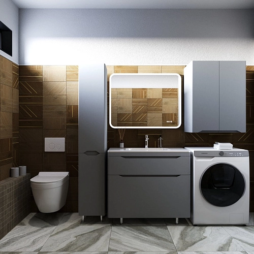 Тумба под раковину Style Line Марелла 90 Люкс антискрейтч серый, PLUS напольная СС-00002418 Тумба под раковину Style Line Марелла 90 Люкс антискрейтч серый, PLUS напольная СС-00002418