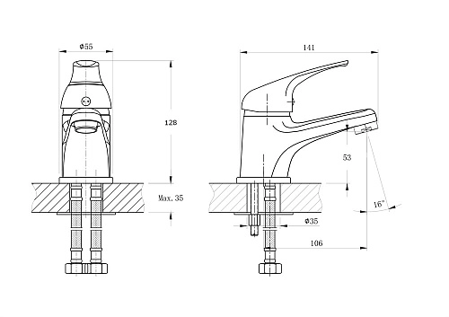 Смеситель для раковины Rush Corsica CO4240-11 хром Смеситель для раковины Rush Corsica CO4240-11 хром