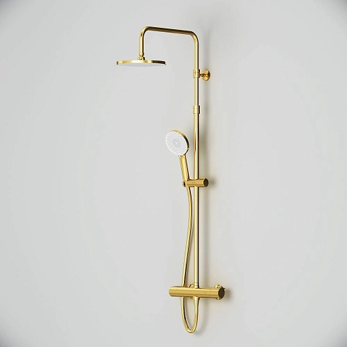 Душевая система AM.PM X-Joy F0785A499 с термостатом, верхний душ 220мм, золото Душевая система AM.PM X-Joy F0785A499 с термостатом, верхний душ 220мм, золото