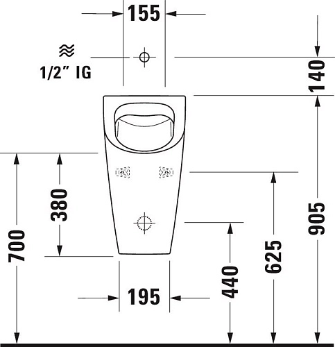 Писсуар Duravit ME by Starck 2815302000 подача воды сверху белый Писсуар Duravit ME by Starck 2815302000 подача воды сверху белый