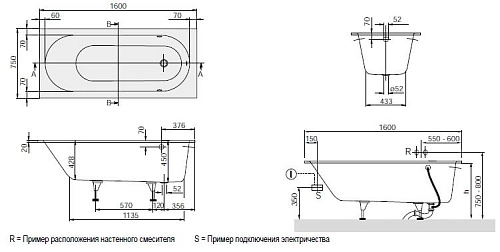 Ванна квариловая Villeroy & Boch Oberon 160 x 75 см UBQ160OBE2V-01 Ванна квариловая Villeroy & Boch Oberon 160 x 75 см UBQ160OBE2V-01