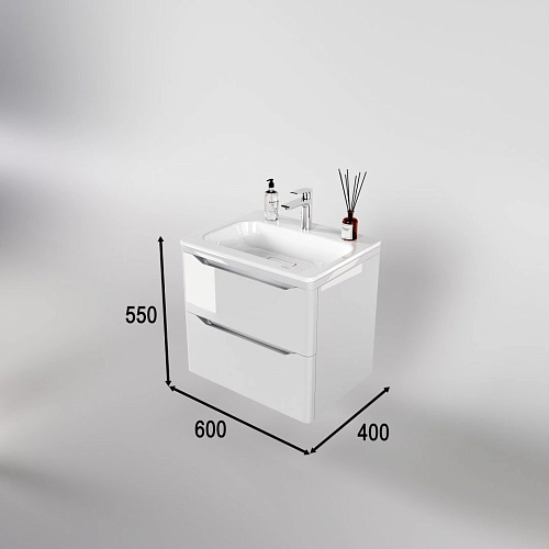 Тумба под раковину Style Line Марелла 60 Люкс антискрейтч белый глянец, PLUS подвесная СС-00002405 Тумба под раковину Style Line Марелла 60 Люкс антискрейтч белый глянец, PLUS подвесная СС-00002405