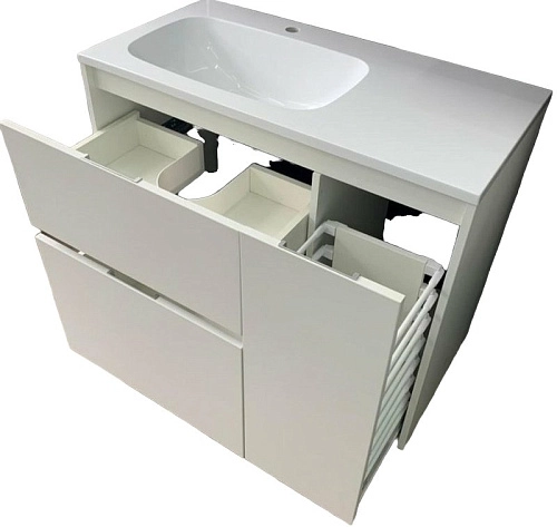 Тумба под раковину Style Line Барселона 90 левая, люкс PLUS, белая СС-00002345 Тумба под раковину Style Line Барселона 90 левая, люкс PLUS, белая СС-00002345