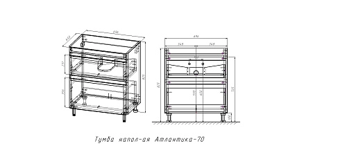 Тумба под раковину Style Line Атлантика 70, Люкс старое дерево, PLUS напольная СС-00002343 Тумба под раковину Style Line Атлантика 70, Люкс старое дерево, PLUS напольная СС-00002343