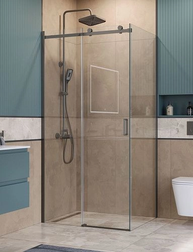 Душевой уголок BelBagno SOFT_CLOSE-2-AH-1-100/80-C-GM 100x80 см, профиль оружейная сталь, стекло прозрачное Душевой уголок BelBagno SOFT_CLOSE-2-AH-1-100/80-C-GM 100x80 см, профиль оружейная сталь, стекло прозрачное