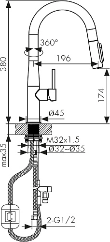 Смеситель для кухни Kaiser Vita с вытяжной лейкой, под фильтр холодный бежевый 43344-17 Смеситель для кухни Kaiser Vita с вытяжной лейкой, под фильтр холодный бежевый 43344-17