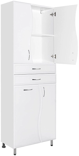Шкаф-пенал Style Line Волна 70 ЛС-000010050 2 ящика, с бельевой корзиной, белый Шкаф-пенал Style Line Волна 70 ЛС-000010050 2 ящика, с бельевой корзиной, белый