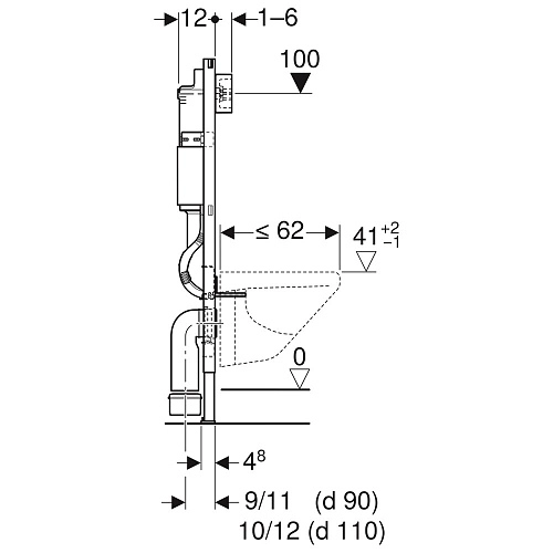 Инсталляция для унитаза Geberit Duofix 458.103.00.1 UP100 H112, для клавиш Delta Инсталляция для унитаза Geberit Duofix 458.103.00.1 UP100 H112, для клавиш Delta