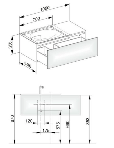 Тумба под раковину Keuco Edition 11 31153XX0100, 1050х350х535 мм Тумба под раковину Keuco Edition 11 31153XX0100, 1050х350х535 мм