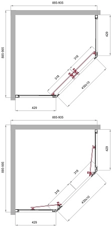 Душевой уголок BelBagno UNO-195-P-2-90-C-Cr 900x900 мм
