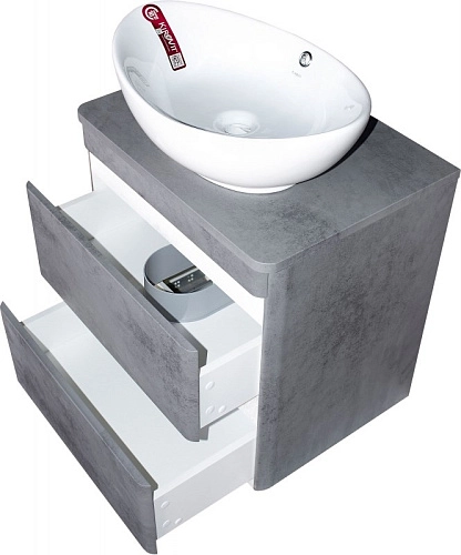 Тумба под раковину Style Line Атлантика 70, Люкс бетон темный, (2 ящ.), со столешницей МДФ, PLUS СС-00002282 Тумба под раковину Style Line Атлантика 70, Люкс бетон темный, (2 ящ.), со столешницей МДФ, PLUS СС-00002282