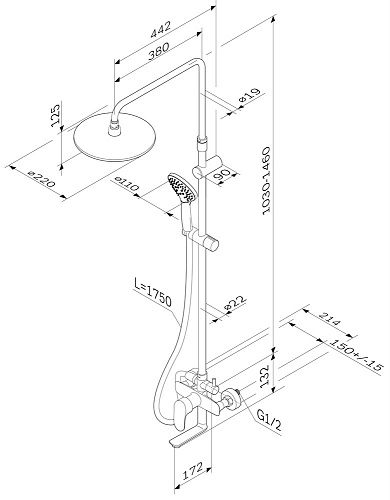 Душевая система AM.PM Like F0780920 Душевая система AM.PM Like F0780920
