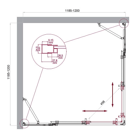 Душевой уголок BelBagno LUCE-A-22-90+30-C-Cr