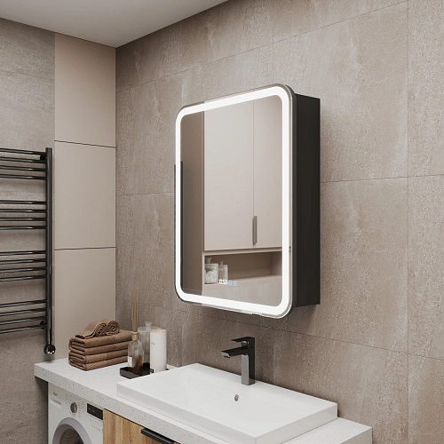 Зеркальный шкаф Silver mirrors ФИДЖИ-шкаф 60 с часами и сменой цветалевый LED-00002594 Зеркальный шкаф Silver mirrors ФИДЖИ-шкаф 60 с часами и сменой цветалевый LED-00002594