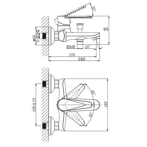 Смеситель для ванны RUSH Denis (DN0335-44) Смеситель для ванны RUSH Denis (DN0335-44)