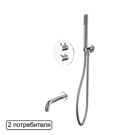 Смеситель для ванны WHITECROSS Y YSET10CR (хром) с ручным душем, термостатический, скрытого монтажа