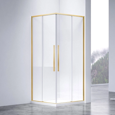Душевой уголок Vincea Slim-N VSS-4SN900CLG, 900x900, брашированное золото, стекло прозрачное
