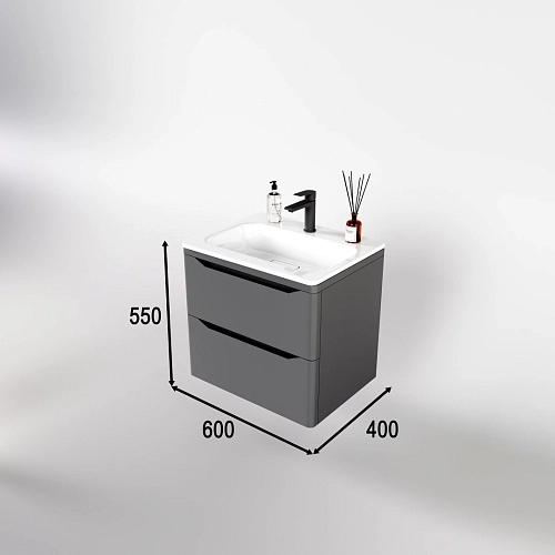 Тумба под раковину Style Line Марелла 60 Люкс антискрейтч серый, PLUS подвесная СС-00002406 Тумба под раковину Style Line Марелла 60 Люкс антискрейтч серый, PLUS подвесная СС-00002406