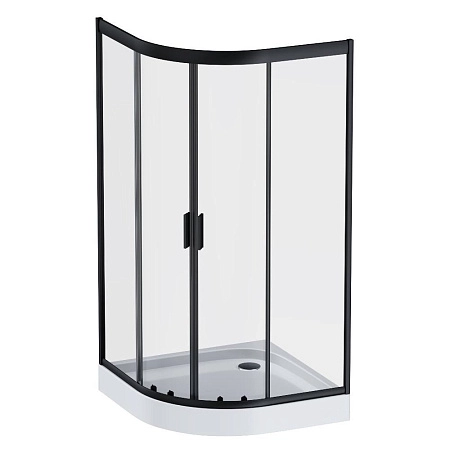 Душевой уголок AM.PM Gem W90G-401-100BT четверть круга 100x100 стекло прозрачное, профиль черный матовый