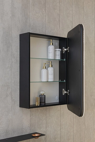 Зеркальный шкаф Silver mirrors Фиджи-BLACK 50 ПРАВЫЙ часы, смена подсветки, сенсорный выключатель LE LED-00002726 Зеркальный шкаф Silver mirrors Фиджи-BLACK 50 ПРАВЫЙ часы, смена подсветки, сенсорный выключатель LE LED-00002726