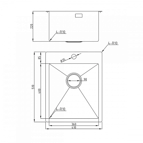 Кухонная мойка Milacio Denia 41 Steel (MC.77468) золото Кухонная мойка Milacio Denia 41 Steel (MC.77468) золото