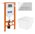 Комплект унитаза BelBagno с сиденьем DUE BB3103CHR/SC инсталляцией BB002-80 и клавишей смыва BB005-PR-CH