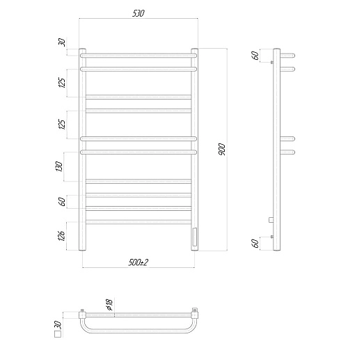 Полотенцесушитель электрический Lemark Linara LM04910Z П10 50x90, диммер справа, хром Полотенцесушитель электрический Lemark Linara LM04910Z П10 50x90, диммер справа, хром