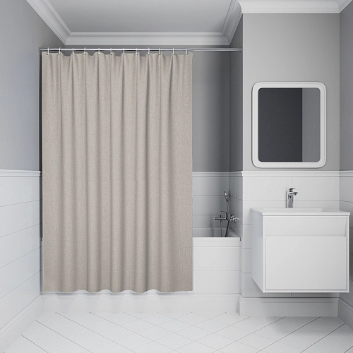 Штора для ванны IDDIS (DL02P18i11) 200х180 см, полиэстер бежевый Штора для ванны IDDIS (DL02P18i11) 200х180 см, полиэстер бежевый