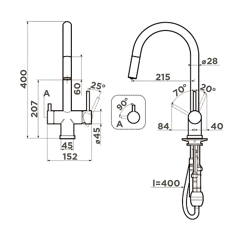 Смеситель для кухни Omoikiri Akita-S-BN 4994302 Смеситель для кухни Omoikiri Akita-S-BN 4994302