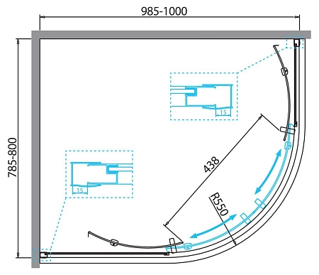 Душевой уголок BelBagno DUE-RH-2-100/80-C-Cr