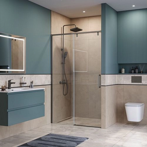 Душевая дверь BelBagno SOFT_CLOSE-1-BF-1-120-C-GM 120 см, профиль оружейная сталь, стекло прозрачное Душевая дверь BelBagno SOFT_CLOSE-1-BF-1-120-C-GM 120 см, профиль оружейная сталь, стекло прозрачное