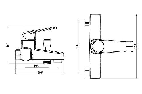 Смеситель для ванны OneLife P02-100cr Смеситель для ванны OneLife P02-100cr