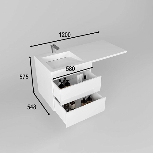 Тумба под раковину Style Line Даллас ЛЕОН 120, Люкс белая, PLUS подвесная СС-00002440 Тумба под раковину Style Line Даллас ЛЕОН 120, Люкс белая, PLUS подвесная СС-00002440