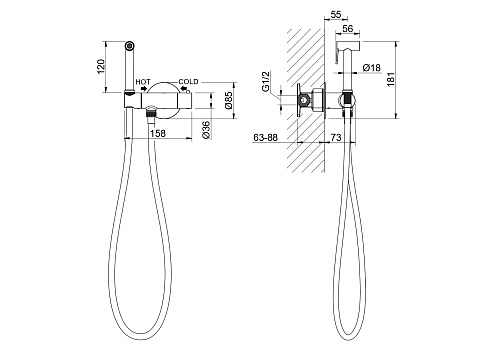 Гигиенический душ Aquatek ОБЕРОН AQ1027MB Черный матовый, встраиваемый Гигиенический душ Aquatek ОБЕРОН AQ1027MB Черный матовый, встраиваемый