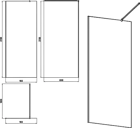 Душевая перегородка STWORKI Берген 90 см, профиль хром глянцевый, матовое стекло 583064