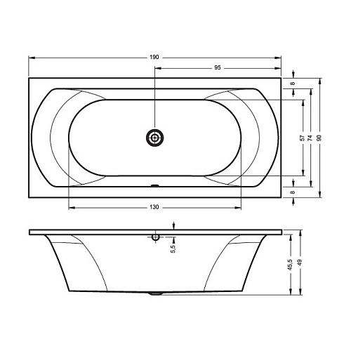 Акриловая ванна Riho Lima BB4800500000000 190x90 Акриловая ванна Riho Lima BB4800500000000 190x90
