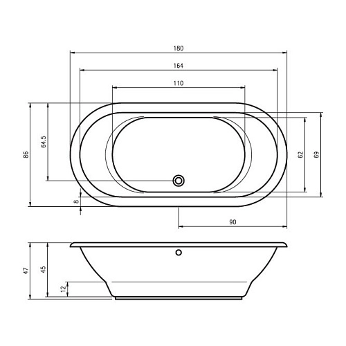 Акриловая ванна Riho Seth BB2200500000000 180х86 Акриловая ванна Riho Seth BB2200500000000 180х86