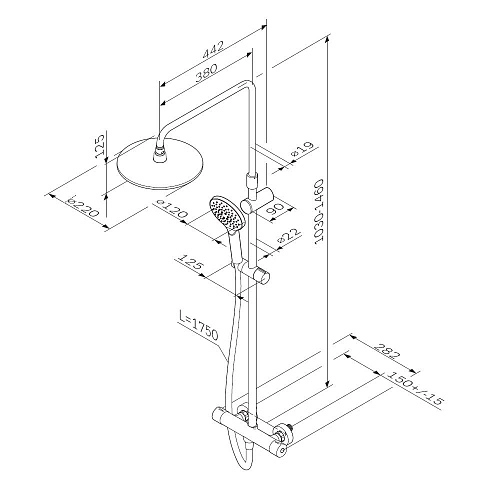 Душевая система AM.PM Like F0780422 термостат, верхний душ d220 мм Душевая система AM.PM Like F0780422 термостат, верхний душ d220 мм