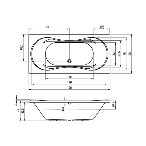Акриловая ванна Riho Supreme BA5800500000000 190х90 Акриловая ванна Riho Supreme BA5800500000000 190х90