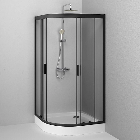 Душевой уголок AM.PM Gem W90G-401-100BT четверть круга 100x100 стекло прозрачное, профиль черный матовый