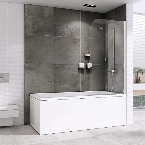 Шторка на ванну ABBER Ewiges Wasser AG52080 80 см универсальная, профиль хром, стекло прозрачное Шторка на ванну ABBER Ewiges Wasser AG52080 80 см универсальная, профиль хром, стекло прозрачное