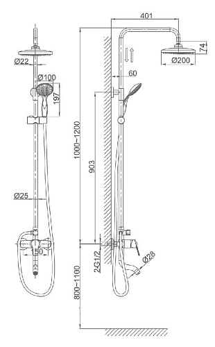 Душевая система D&K Arbeo Bayern DA1243701B10 Душевая система D&K Arbeo Bayern DA1243701B10