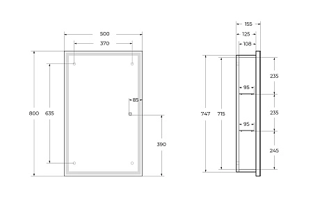 Зеркальный шкаф SPC-GRT-500/800-1A-LED-TCH 12W 220-240V 500x800x150 с подсветкой и сенсорным выключателем