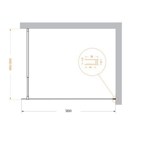 Душевая перегородка BelBagno KRAFT-L-1-120-C-NERO