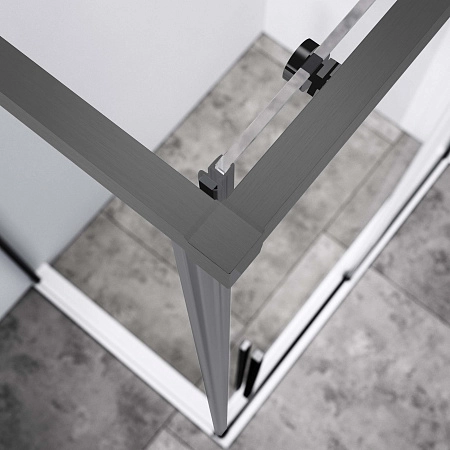 Душевой уголок Vincea Slim-N VSR-4SN8012CLGM 1200x800 вороненая сталь стекло прозрачное