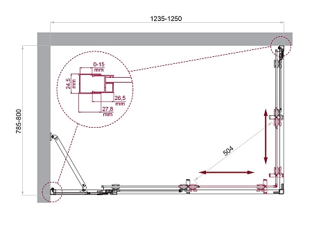 Душевой уголок BelBagno LUCE-AH-21-125/80-C-Cr