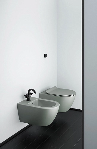 Биде подвесное GSI PURA серый матовый (8865117) Биде подвесное GSI PURA серый матовый (8865117)